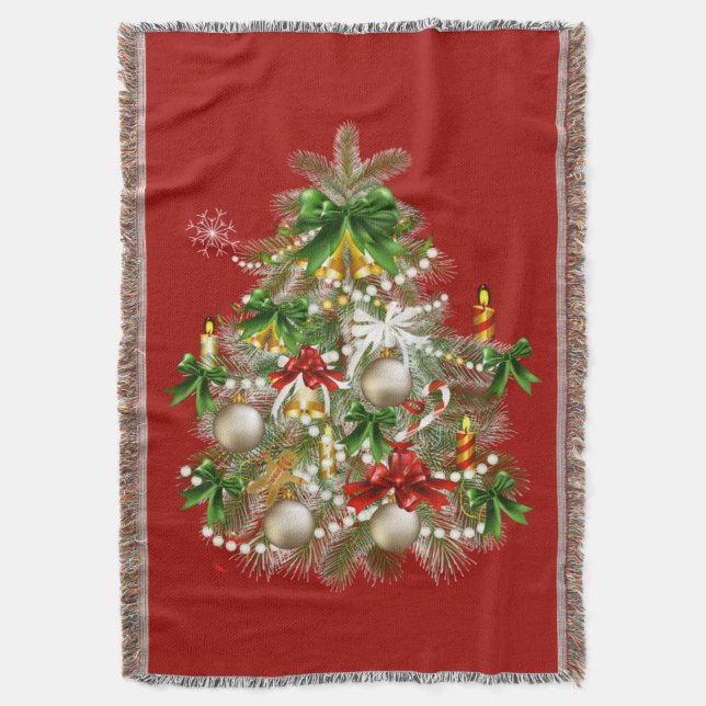 Christmas Tree With Candles Throw Blanket (Front Vertical)