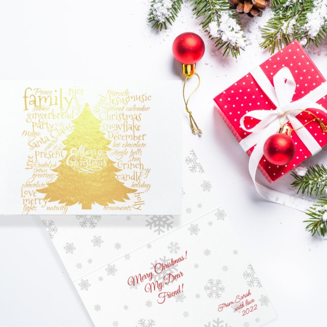 Christmas tree with Christmas words Foil Card (Creator Uploaded)