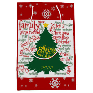 Christmas tree with Christmas words Medium Gift Bag