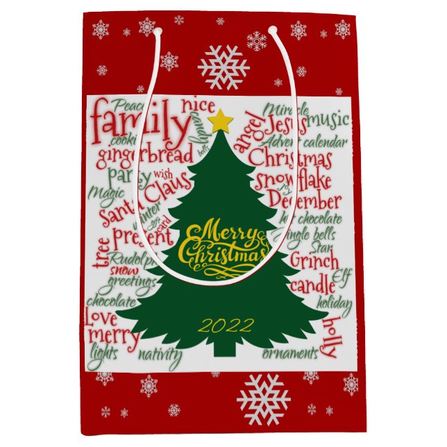 Christmas tree with Christmas words Medium Gift Bag (Front)