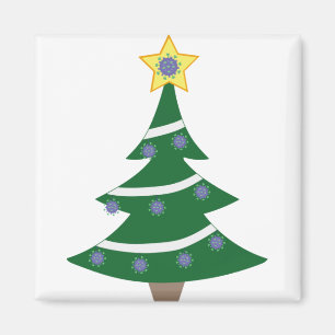 Christmas Tree with Covid Molecules Magnet
