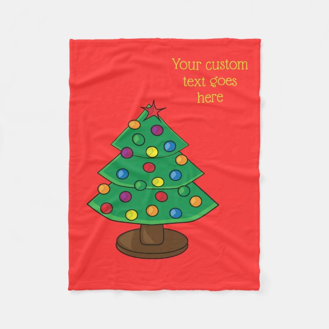 Christmas Tree with Custom Text Fleece Blanket (Front)