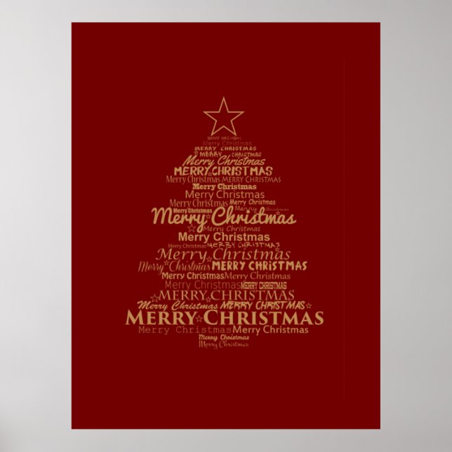 Christmas Tree With Dark Red Background  Poster (Front)