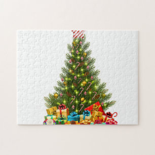 Christmas tree with decorations and gift boxes jigsaw puzzle