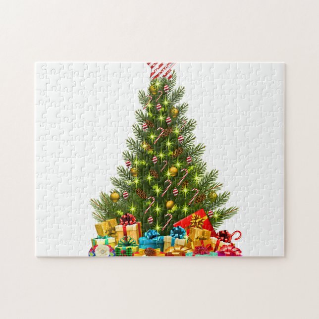 Christmas tree with decorations and gift boxes jigsaw puzzle (Horizontal)