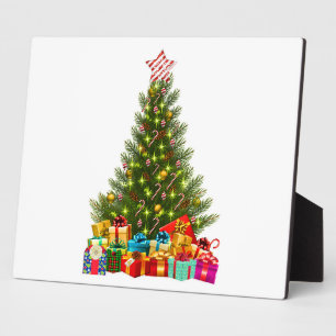 Christmas tree with decorations and gift boxes plaque