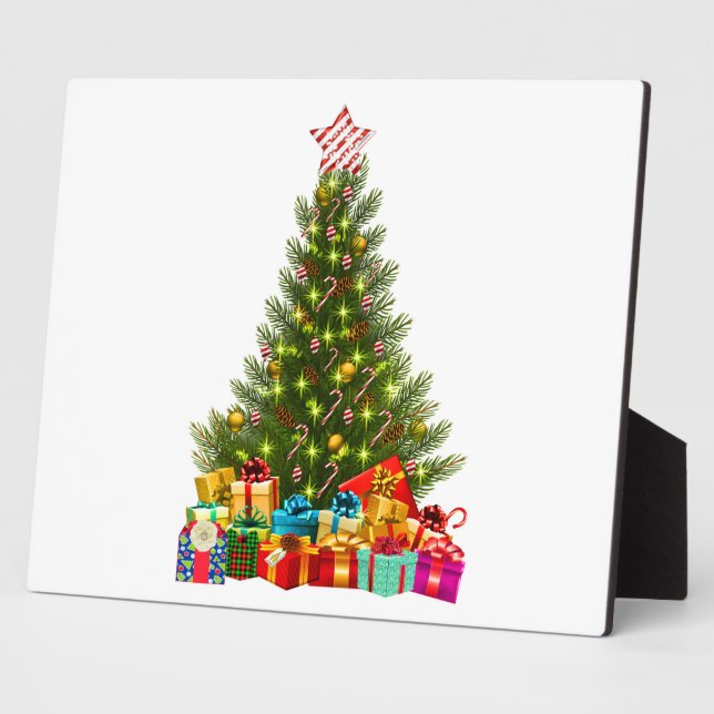 Christmas tree with decorations and gift boxes plaque (Side)