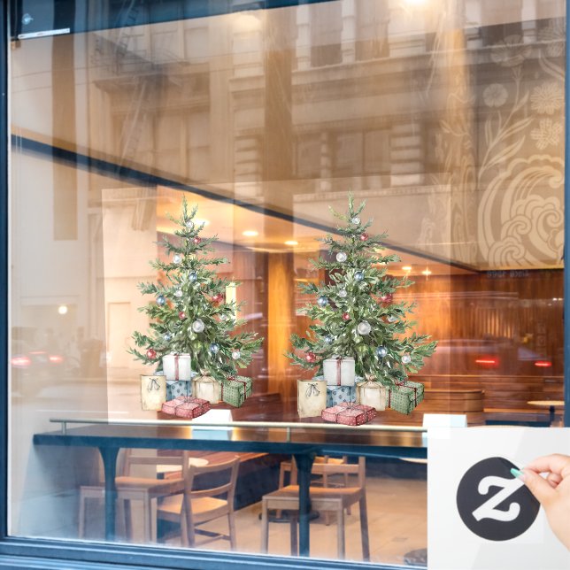 Christmas tree with decorations and presents (Cafe Window)