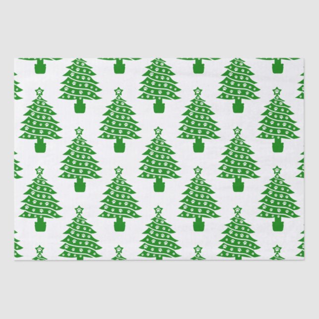Christmas Tree With Dog Paw Prints Tissue Paper (Front)