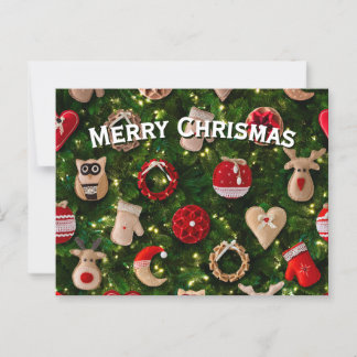 Christmas tree with felt toys postcard