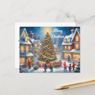 Christmas Tree with Gifts and Childrens Festive Postcard