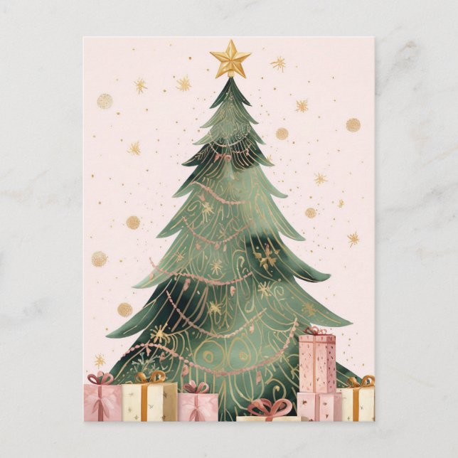 Christmas tree with gifts postcard (Front)