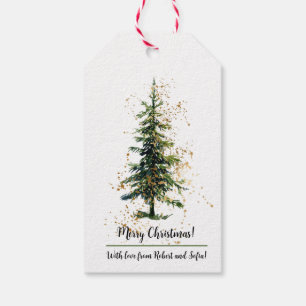 Christmas tree with glitter gift tags
