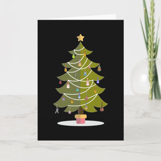 Christmas Tree With Guitar Ornaments Card (Front)