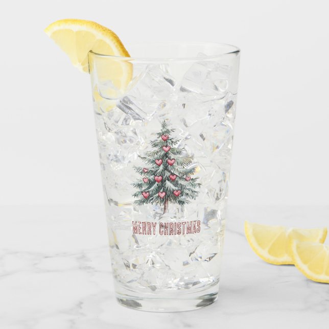 Christmas Tree with Hearts Glass (Front Ice)