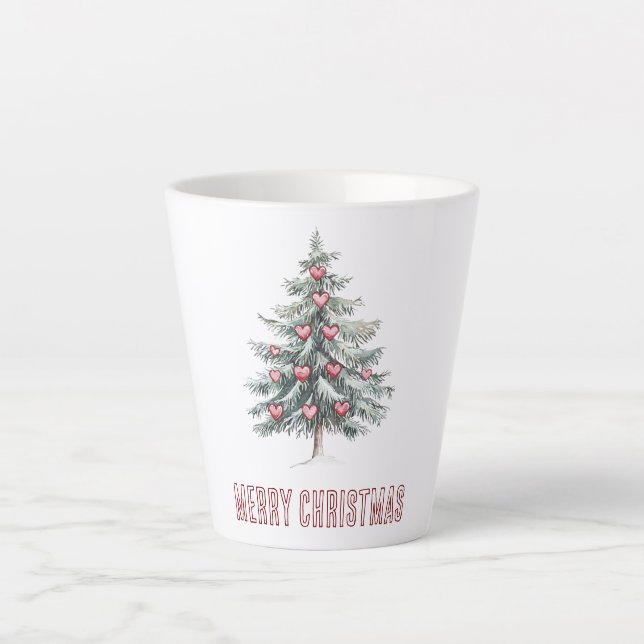 Christmas Tree with Hearts Latte Mug (Front)