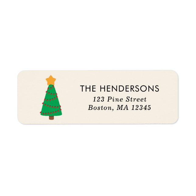 Christmas Tree with Lights Holiday Return Address Label (Front)