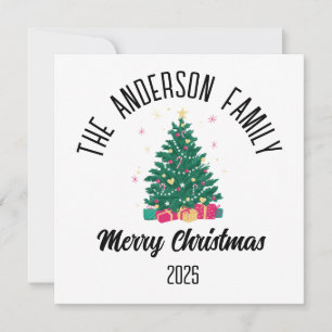 Christmas Tree With Lights Personalised Name Holiday Card