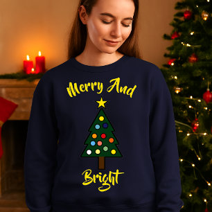 Christmas Tree With Merry & Bright Lights Template Sweatshirt