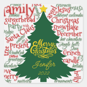 Christmas tree with name Gift Square Sticker