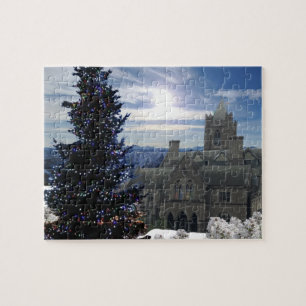 Christmas Tree with Old Church Jigsaw Puzzle