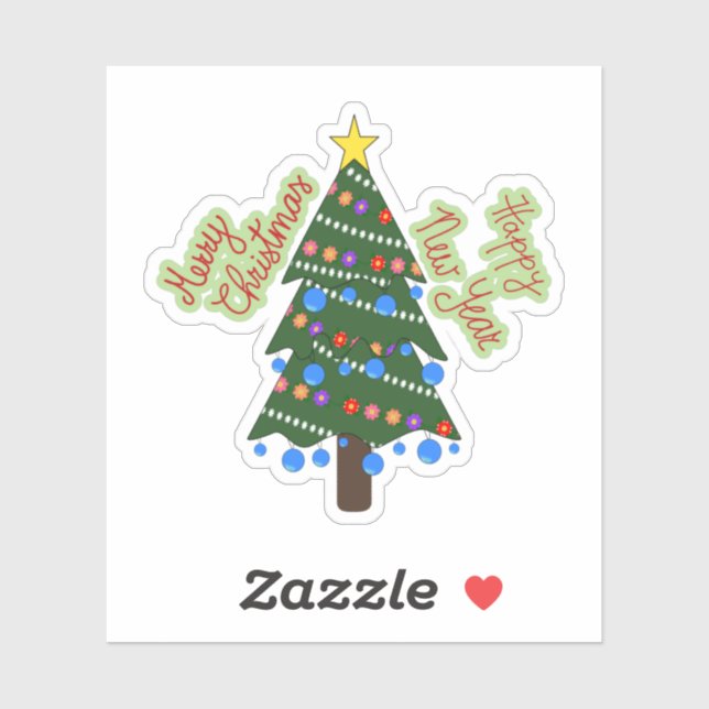 Christmas tree with ornaments sticker (Sheet)