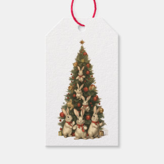 CHRISTMAS TREE WITH RABBITS GIFT TAG