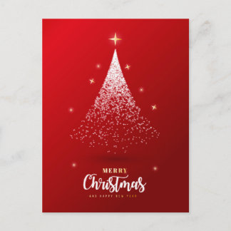 Christmas Tree with Red Background Holiday Postcard