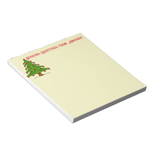 Christmas Tree with Red Ornaments Holiday Notepad (Angled)