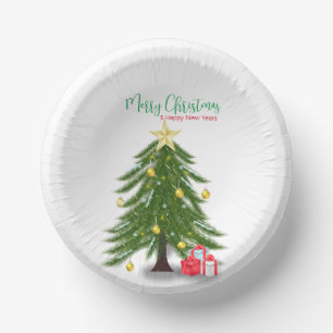Christmas tree with Red present  Paper Plate