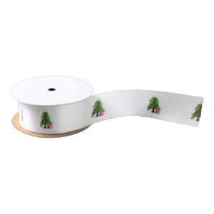 Christmas tree with Red present    Satin Ribbon