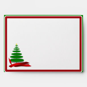 Christmas Tree with Red Ribbon Envelope