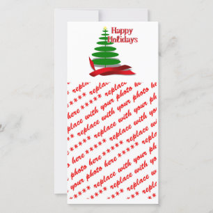 Christmas Tree with Red Ribbon Holiday Card