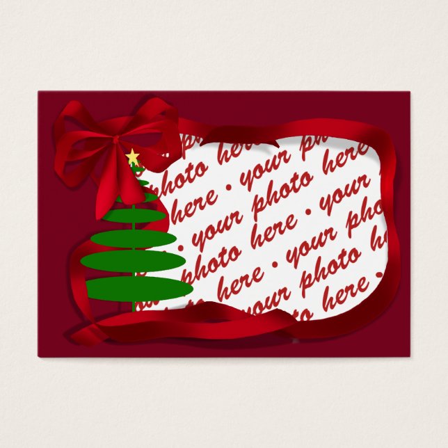 Christmas Tree with Red Ribbon Photo Frame (Front)
