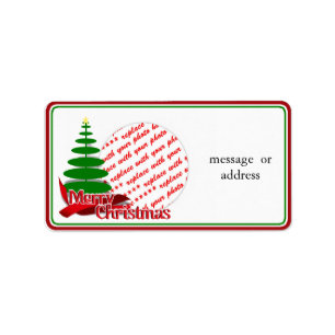 Christmas Tree with Red Ribbon Photo Frame Label