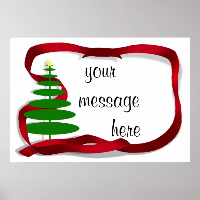 Christmas Tree with Red Ribbon Poster (Front)