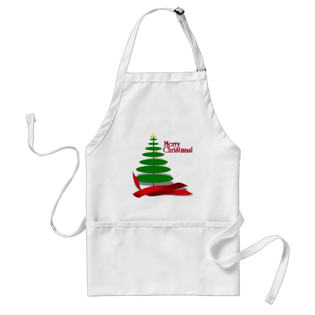 Christmas Tree with Red Ribbon Standard Apron (Front)