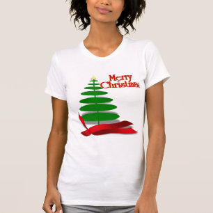 Christmas Tree with Red Ribbon T-Shirt