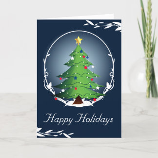 Christmas Tree with Red White and Blue Stars Card