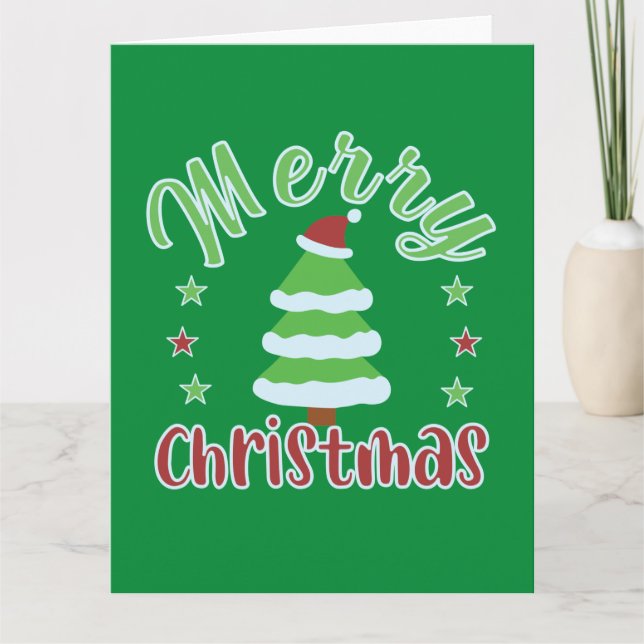 Christmas tree with Santa hat Card (Front)