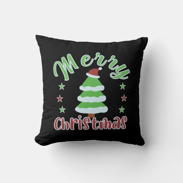 Christmas tree with Santa hat Cushion (Front)
