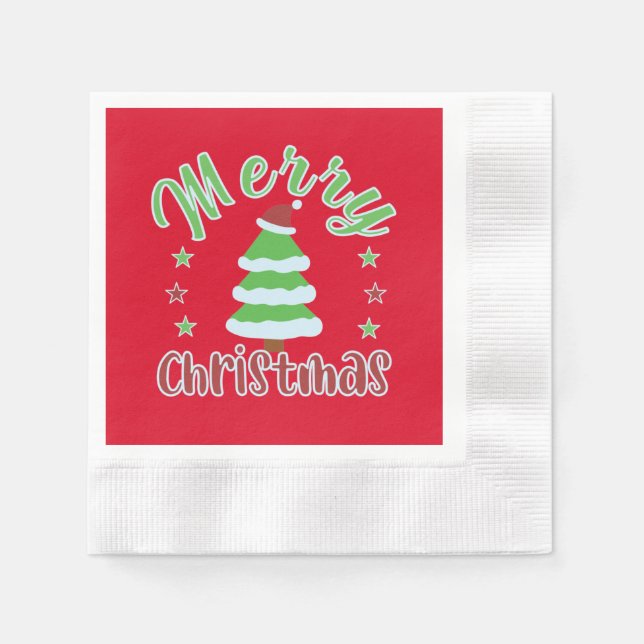 Christmas tree with Santa hat Napkin (Front)