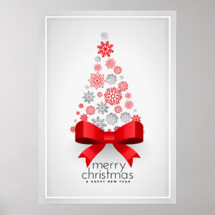Christmas tree with snowflakes poster