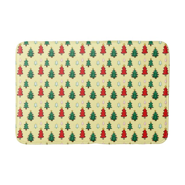 Christmas tree with star topper seamless pattern bath mat (Front)