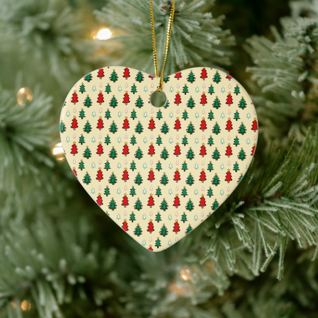 Christmas tree with star topper seamless pattern ceramic ornament (Tree)