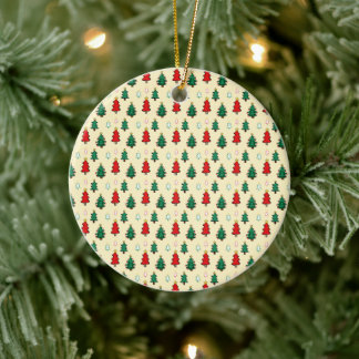 Christmas tree with star topper seamless pattern ceramic ornament