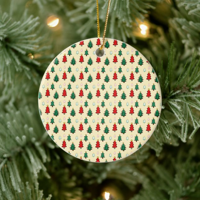 Christmas tree with star topper seamless pattern ceramic ornament (Tree)