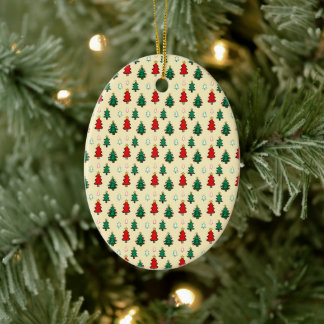 Christmas tree with star topper seamless pattern ceramic ornament
