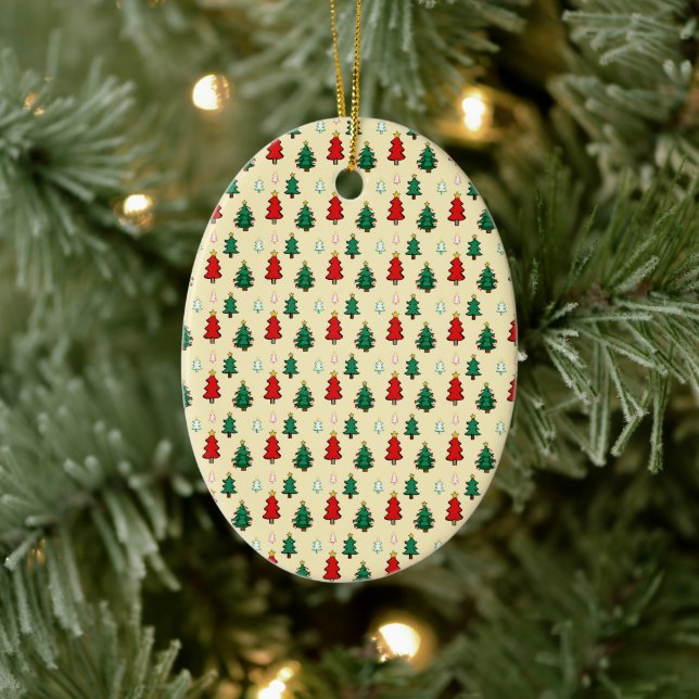 Christmas tree with star topper seamless pattern ceramic ornament (Tree)