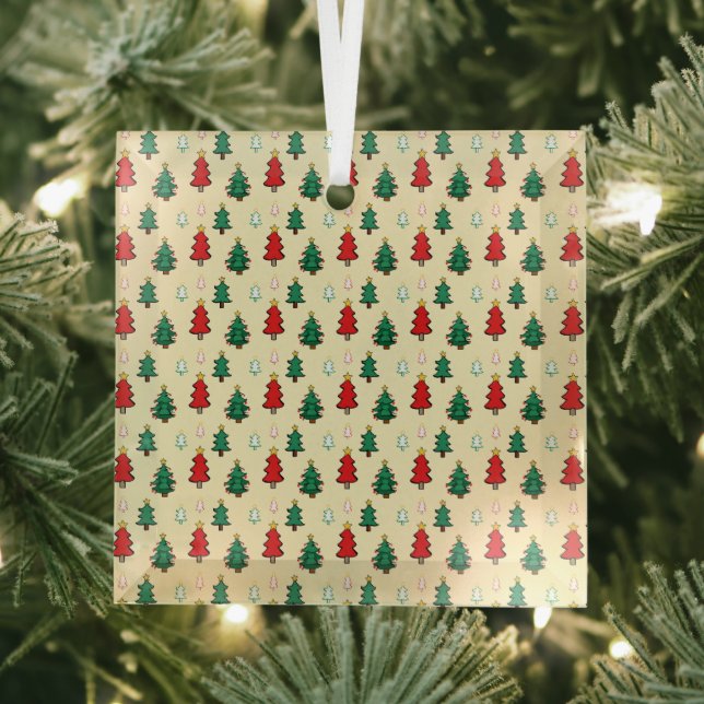 Christmas tree with star topper seamless pattern glass tree decoration (Insitu)
